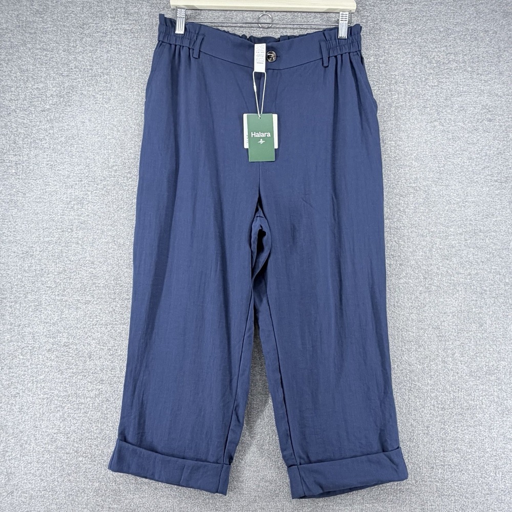 Halara High Waisted Capri Linen-Feel Resort Pants Women Size Large Regular NEW